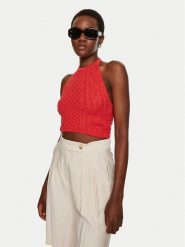 STAUD Bluzka Lori R24P3136CA Czerwony Regular Fit. Czerwone bluzki damskie STAUD, xs, bez wzorów, z bawełny, bez kołnierzyka, bez ramiączek. Za 839.99 zł.