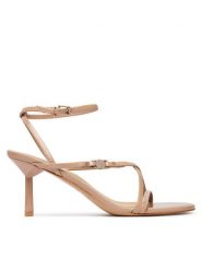 Guess Sandały FLTCON LEA03 Beżowy. Brązowe sandały damskie Guess, z aplikacjami, ze skóry, bez obcasa, na szpilce, bez zapięcia. Za 544.99 zł.