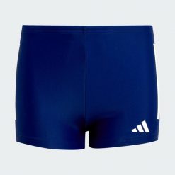 Bokserki 3-Stripes Swim Kids. Białe kąpielówki dla chłopców Adidas, bez wzorów, z elastanu. Za 109.00 zł.
