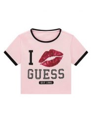 Guess T-Shirt J6YI11 K3716 Różowy Regular Fit. Czerwone t-shirty i topy dla dziewczynek Guess, z aplikacjami, z bawełny, bez ramiączek. Za 114.99 zł.