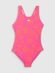 4F Kostium kąpielowy jednoczęściowy dziewczęcy - różowy 122/128 (6-8 lat). Czerwone stroje kąpielowe dla dziewczynek 4f, bez wzorów. Za 89.99 zł.