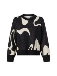 Nümph sweter z dzianiny - NUMitzy Kobiety Sztuczne włókno czarny|biały, XS. Białe swetry damskie Nümph, xs, bez wzorów, z dzianiny, eleganckie, bez kołnierzyka, bez ramiączek, bez kaptura. Za 229.95 zł.