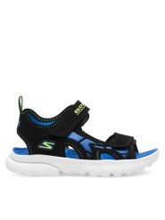 Skechers Sandały 406513L BBLM Czarny. Czarne sandały chłopięce Skechers, ze skóry, bez zapięcia. Za 189.99 zł.