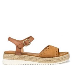 Espadryle Geox. Brązowe sandały damskie Geox, bez wzorów, bez obcasa, bez zapięcia. Za 319.99 zł.