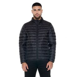 Kurtka puchowa z pełny zamek błyskawiczny na co dzień. Czarne kurtki męskie LEONE 1947 APPAREL, bez wzorów, z poliesteru, sportowe, bez kaptura. W wyprzedaży za 246.29 zł.