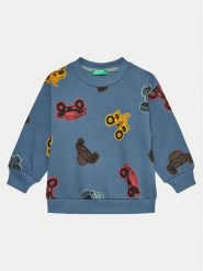 United Colors Of Benetton Bluza 3J4EG10GK Niebieski Regular Fit. Niebieskie bluzy dla chłopców United Colors Of Benetton, bez wzorów, z bawełny, bez ramiączek, bez kaptura. Za 79.99 zł.