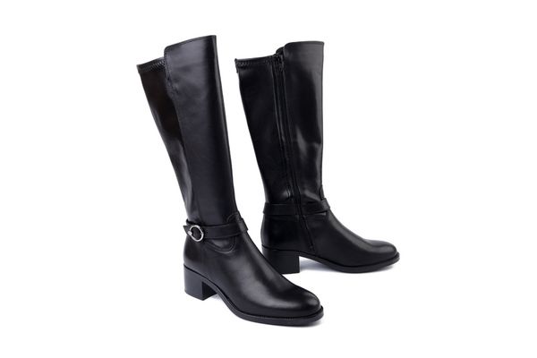 TAMARIS 1-25537-41 001 black, kozaki damskie. Czarne kozaki damskie Tamaris, bez obcasa, na obcasie. Za 458.91 zł.