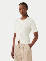Tommy Hilfiger Kardigan Summer WW0WW50070 Kremowy Slim Fit. Białe kardigany damskie Tommy Hilfiger, l, bez wzorów, z syntetyku. Za 649.99 zł.