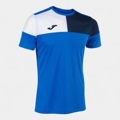 Koszulka sportowa Joma Crew 3XL – oddychająca, krótki rękaw. Niebieskie koszulki sportowe męskie Joma, xl, bez wzorów, bez kołnierzyka, bez ramiączek, do piłki nożnej. Za 160.99 zł.