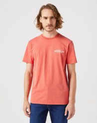 WRANGLER GRAPHIC TEE MĘSKA KOSZULKA T-SHIRT LOGO BURNT SIENNA 112351267 W751013632. Koszulki polo męskie Wrangler, m, bez wzorów, bez ramiączek. Za 69.99 zł.