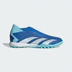 Buty Predator Accuracy.3 Laceless TF. Białe obuwie sportowe damskie Adidas, bez wzorów, z materiału, do piłki nożnej. Za 353.99 zł.