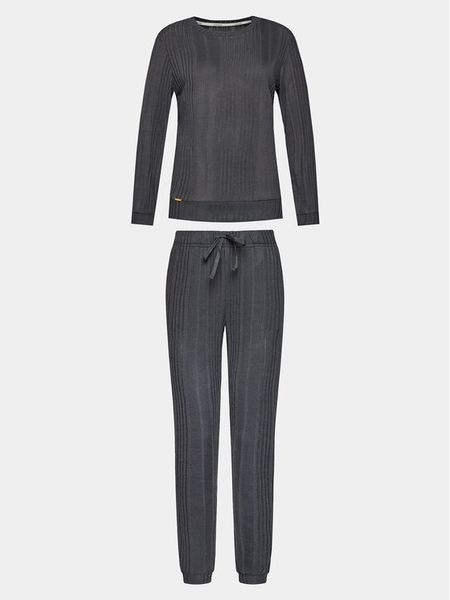 Selmark Piżama Basica P6073 Szary Regular Fit. Szare piżamy damskie Selmark, bez wzorów, z syntetyku, bez ramiączek. Za 199.99 zł.