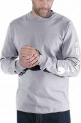 Carhartt Koszulka Carhartt Logo Long Sleeve Grey. Szare bluzki z długim rękawem męskie Carhartt, m, bez wzorów, bez kołnierzyka. Za 122.43 zł.