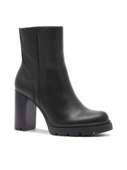 Clara Barson Botki MAGGI WS5881-03 Czarny. Czarne botki damskie Clara Barson, ze skóry, bez obcasa, na słupku, bez zapięcia. Za 169.99 zł.
