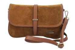 Zamszowa torebka damska Barberini's - Brązowa jasna. Brązowe torebki shopper damskie Barberinis, bez wzorów, ze skóry, biznesowe, małe, zamszowe, bez dodatków. Za 242.99 zł.