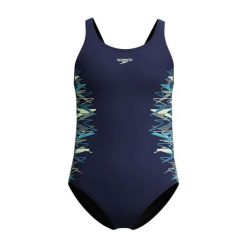 Dziewczęcy jednoczęściowy kostium kąpielowy Speedo Placem Muscleb. Niebieskie stroje kąpielowe dla dziewczynek Speedo, bez wzorów. Za 224.00 zł.