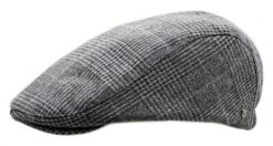 Kaszkiet Popielaty w Kratkę, Jesienno-Zimowy, z Dodatkiem Wełny, z Gumką -Pako Jeans. Szare czapki i kapelusze męskie Pako Jeans, na jesień, bez wzorów, z jeansu. Za 65.00 zł.