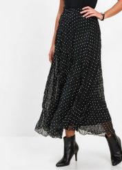 Spódnica z szyfonu. Czarne spódnice damskie bonprix, bez wzorów, z materiału, eleganckie. Za 127.99 zł.