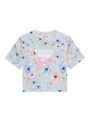 Guess T-Shirt J6RI08 K6YW4 Błękitny Regular Fit. Niebieskie t-shirty i topy dla dziewczynek Guess, z aplikacjami, z bawełny, bez ramiączek. Za 139.99 zł.