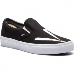 Tenisówki VANS - Ua Classic Slip-On VN0A38F7RFM1M Black/White. Czarne trampki męskie marki Vans, z gumy. W wyprzedaży za 199.00 zł.