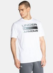 Koszulka męska Under Armour Team Issue Wordmark SS (1329582-100). Białe koszulki sportowe męskie Under Armour, l, bez wzorów, bez kołnierzyka, bez ramiączek. Za 69.99 zł.