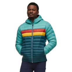 Kurtka puchowa z kapturem Cotopaxi Fuego. Niebieskie kurtki męskie Cotopaxi, bez wzorów, z puchu, trekkingowe. W wyprzedaży za 1,215.15 zł.