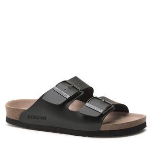 Klapki Genuins. Czarne klapki damskie Genuins, bez wzorów, bez obcasa. Za 169.99 zł.