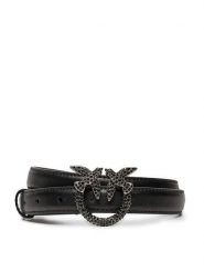 PINKO Pasek Damski Love Berry H2 Belt AI 24-25 PLT01 100143 A2A9 Czarny. Czarne paski damskie Pinko, bez wzorów, ze skóry. Za 369.99 zł.