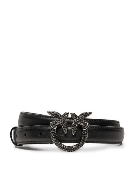PINKO Pasek Damski Love Berry H2 Belt AI 24-25 PLT01 100143 A2A9 Czarny. Czarne paski damskie Pinko, bez wzorów, ze skóry. Za 369.99 zł.