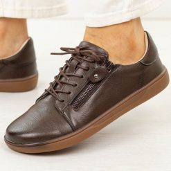 Barefoot czekoladowe skórzane półbuty damskie Potocki 19503. Brązowe półbuty damskie POTOCKI, na jesień, bez wzorów, z dzianiny, casualowe, bez obcasa, na płaskiej podeszwie, bez zapięcia. Za 249.00 zł.