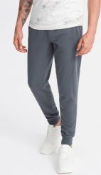 Ombre Bawełniane dresowe spodnie męskie joggery BASIC grafitowe V11 OM-PABS-0174 XXL. Szare spodnie sportowe męskie Ombre, m, bez wzorów, z bawełny. Za 129.99 zł.