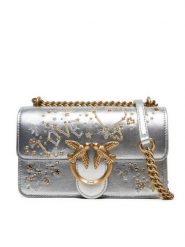 Pinko Torebka Love One Mini Dc AI 24-25 PLTT 100074 A1YW Srebrny. Szare torebki do ręki damskie Pinko, bez wzorów, ze skóry, wizytowe, bez dodatków. Za 979.99 zł.