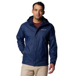 Kurtka sportowa męska Watertight II Rain Jacket. Niebieskie kurtki sportowe męskie Columbia, m, bez wzorów, z materiału, trekkingowe. Za 369.00 zł.