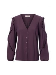 Studio Anneloes bluzka z falbanami Kobiety lila, M. Bluzki damskie Studio Anneloes, m, bez wzorów, biznesowe, bez kołnierzyka, bez ramiączek. Za 599.95 zł.