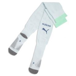 Męskie skarpety piłkarskie w paski reprezentacji Szwajcarii 2026 PUMA. Niebieskie legginsy sportowe męskie Puma, bez wzorów. Za 99.00 zł.