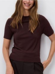 Gładki sweter - brązowy. Brązowe swetry damskie Reserved, l, bez wzorów, z dzianiny, bez kołnierzyka, bez ramiączek, bez kaptura. Za 79.99 zł.