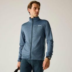 Męska bluza Hillden Marl z zamkiem błyskawicznym. Niebieskie bluzy męskie Regatta, m, bez wzorów, z poliesteru, bez kaptura. Za 169.99 zł.