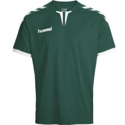 Koszulka piłkarska z krótkim rękawem męska Hummel Core SS Poly Jersey. Zielone koszulki sportowe męskie Hummel, m, bez wzorów, z jersey, bez kołnierzyka, bez ramiączek, do piłki nożnej. Za 37.00 zł.