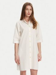 Selmark Sukienka koszulowa BM033 Écru Relaxed Fit. Sukienki damskie Selmark, s, bez wzorów, z bawełny, bez kołnierzyka, bez ramiączek, koszulowe. Za 139.99 zł.