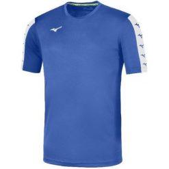 Koszulka Mizuno Nara Tee. Niebieskie koszulki sportowe męskie Mizuno, bez wzorów, bez kołnierzyka, bez ramiączek, na fitness i siłownię. Za 151.00 zł.