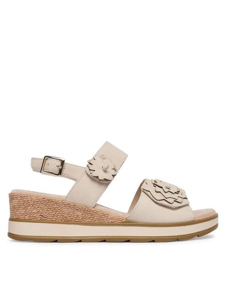 Caprice Sandały 9-28711-46 Szary. Szare sandały damskie Caprice, bez wzorów, z nubiku, bez obcasa, na koturnie, bez zapięcia. Za 235.99 zł.