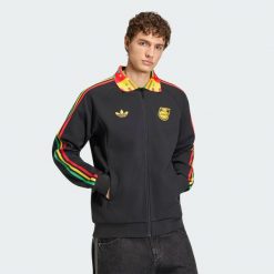 Wyjazdowa bluza reprezentacyjna Jamajka x Bob Marley. Czarne bluzy męskie Adidas, l, bez wzorów, z bawełny, bez kaptura. Za 529.00 zł.