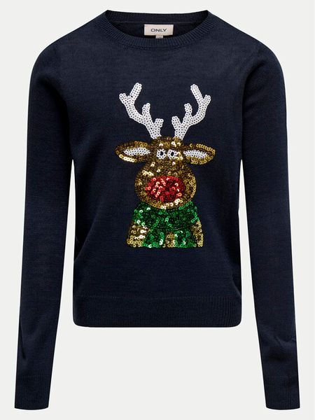 Kids ONLY Sweter Xmas 15331289 Granatowy Relaxed Fit. Niebieskie swetry dla dziewczynek Kids Only, bez wzorów, z syntetyku, bez kołnierzyka, bez ramiączek, bez kaptura. Za 69.99 zł.