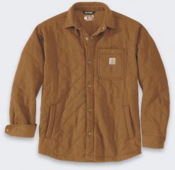 Kurtka męska Carhartt Koszula Carhartt Rain Defender Quilted Brown. Brązowe koszule męskie Carhartt, m, bez wzorów, bez kołnierzyka, bez ramiączek. Za 424.81 zł.