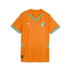 Damska koszulka domowa Wybrzeże Kości Słoniowej 2025 PUMA. Brązowe koszulki sportowe damskie Puma, s, z aplikacjami, bez kołnierzyka, bez ramiączek, do piłki nożnej. Za 419.00 zł.