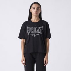 Ikoniczna Koszulka Z Logiem Czarny Bawelna. Czarne koszulki sportowe damskie Everlast, bez wzorów, z bawełny, bez kołnierzyka, bez ramiączek. Za 105.35 zł.