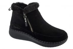 Buty zimowe damskie, Wilshire Blvd - Fresh Zip. Czarne obuwie sportowe damskie Skechers, bez wzorów, z materiału, trekkingowe. Za 339.99 zł.