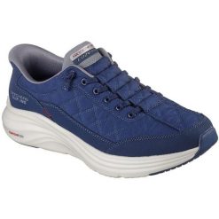 Buty sportowe męskie Skechers Contour Foam Cozy. Niebieskie buty sportowe męskie Skechers, z syntetyku, bez zapięcia, na fitness i siłownię. Za 590.00 zł.