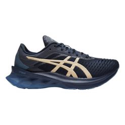 Buty do biegania damskie, Novablast. Niebieskie obuwie sportowe damskie Asics, bez wzorów, z materiału, do biegania. Za 449.99 zł.