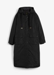 Długa parka. Czarne parki damskie bonprix, bez wzorów, bez kaptura. Za 339.99 zł.